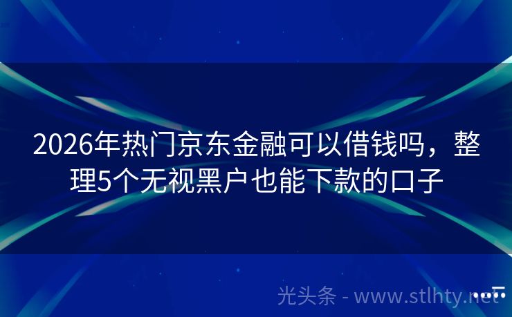 2026年热门京东金融可以借钱吗，整理5个无视黑户也能下款的口子