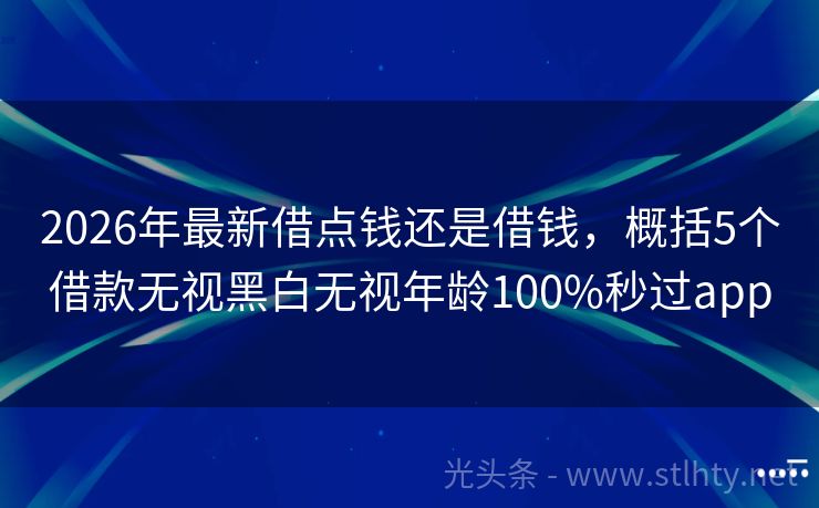 2026年最新借点钱还是借钱，概括5个借款无视黑白无视年龄100%秒过app