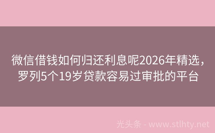 微信借钱如何归还利息呢2026年精选，罗列5个19岁贷款容易过审批的平台