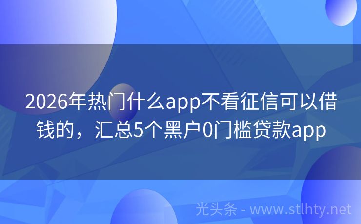 2026年热门什么app不看征信可以借钱的，汇总5个黑户0门槛贷款app