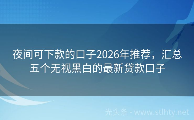 夜间可下款的口子2026年推荐，汇总五个无视黑白的最新贷款口子