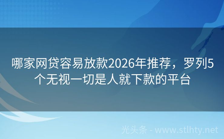 哪家网贷容易放款2026年推荐，罗列5个无视一切是人就下款的平台
