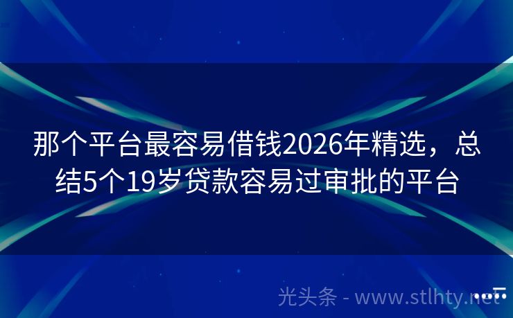 那个平台最容易借钱2026年精选，总结5个19岁贷款容易过审批的平台