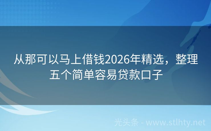 从那可以马上借钱2026年精选，整理五个简单容易贷款口子