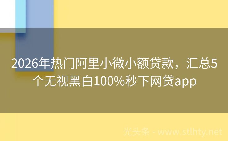 2026年热门阿里小微小额贷款，汇总5个无视黑白100%秒下网贷app
