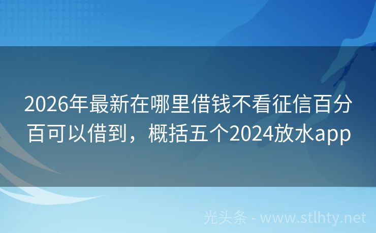 2026年最新在哪里借钱不看征信百分百可以借到，概括五个2024放水app