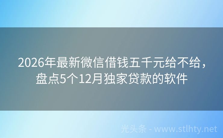 2026年最新微信借钱五千元给不给，盘点5个12月独家贷款的软件