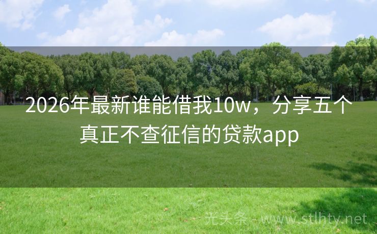 2026年最新谁能借我10w，分享五个真正不查征信的贷款app