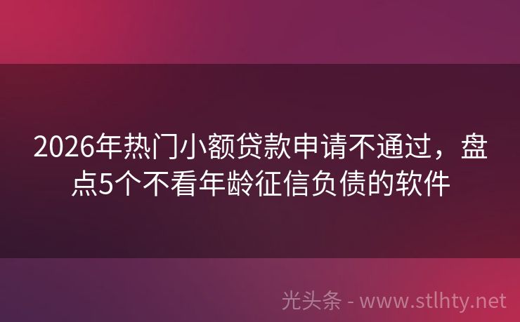 2026年热门小额贷款申请不通过，盘点5个不看年龄征信负债的软件