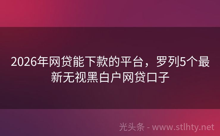 2026年网贷能下款的平台，罗列5个最新无视黑白户网贷口子
