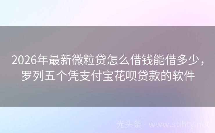 2026年最新微粒贷怎么借钱能借多少，罗列五个凭支付宝花呗贷款的软件