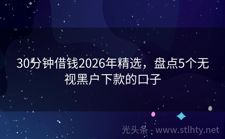 30分钟借钱2026年精选，盘点5个无视黑户下款的口子