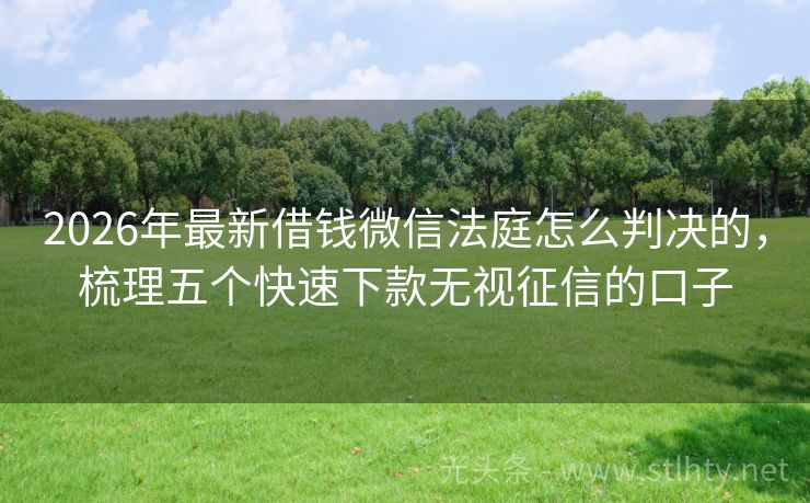 2026年最新借钱微信法庭怎么判决的，梳理五个快速下款无视征信的口子