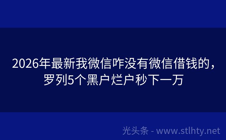 2026年最新我微信咋没有微信借钱的，罗列5个黑户烂户秒下一万