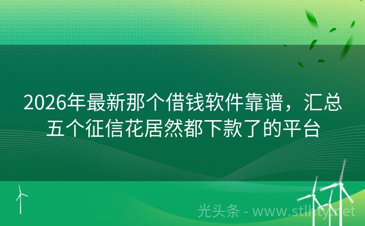 2026年最新那个借钱软件靠谱，汇总五个征信花居然都下款了的平台