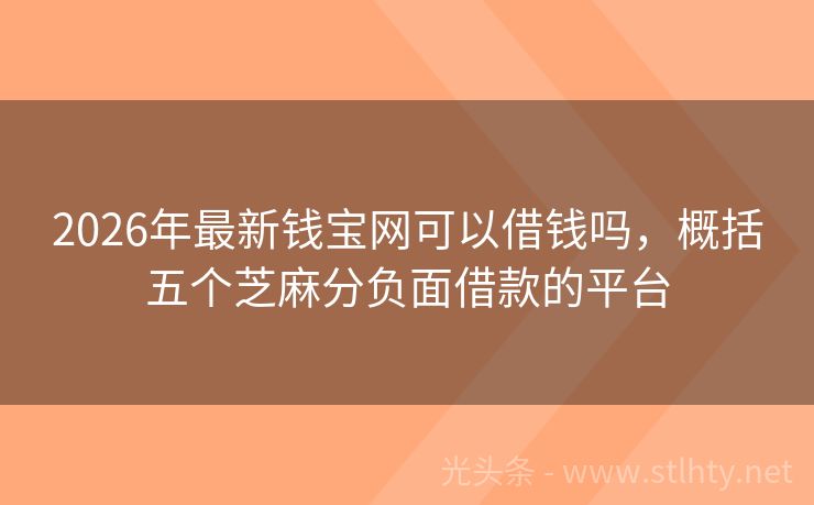 2026年最新钱宝网可以借钱吗，概括五个芝麻分负面借款的平台