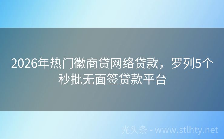 2026年热门徽商贷网络贷款，罗列5个秒批无面签贷款平台
