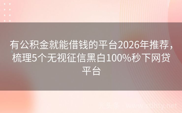 有公积金就能借钱的平台2026年推荐，梳理5个无视征信黑白100%秒下网贷平台