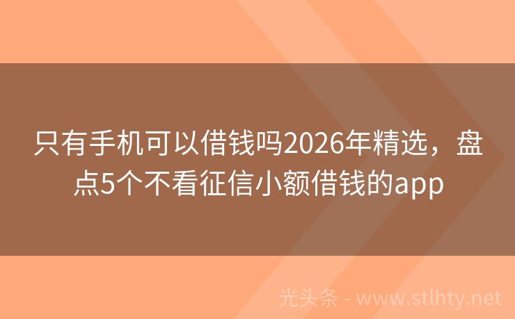 只有手机可以借钱吗2026年精选，盘点5个不看征信小额借钱的app
