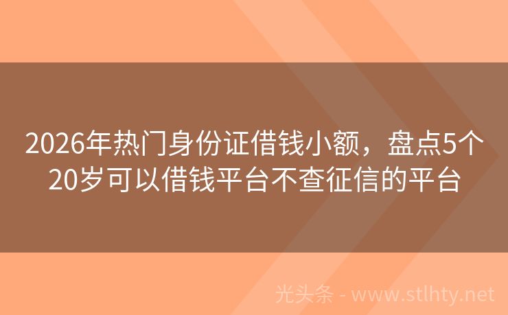 2026年热门身份证借钱小额，盘点5个20岁可以借钱平台不查征信的平台