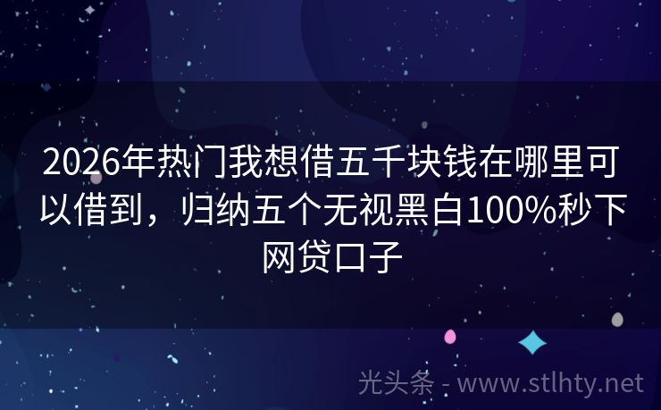 2026年热门我想借五千块钱在哪里可以借到，归纳五个无视黑白100%秒下网贷口子