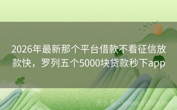 2026年最新那个平台借款不看征信放款快，罗列五个5000块贷款秒下app