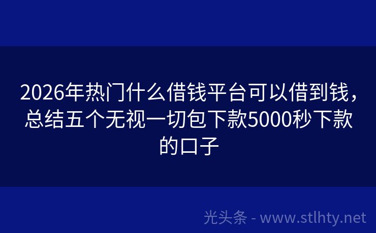 2026年热门什么借钱平台可以借到钱，总结五个无视一切包下款5000秒下款的口子