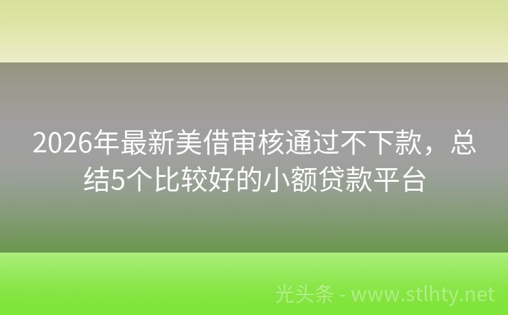 2026年最新美借审核通过不下款，总结5个比较好的小额贷款平台