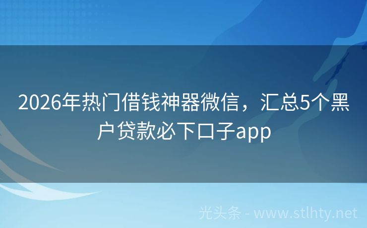 2026年热门借钱神器微信，汇总5个黑户贷款必下口子app