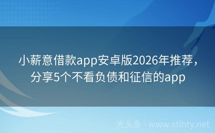 小薪意借款app安卓版2026年推荐，分享5个不看负债和征信的app