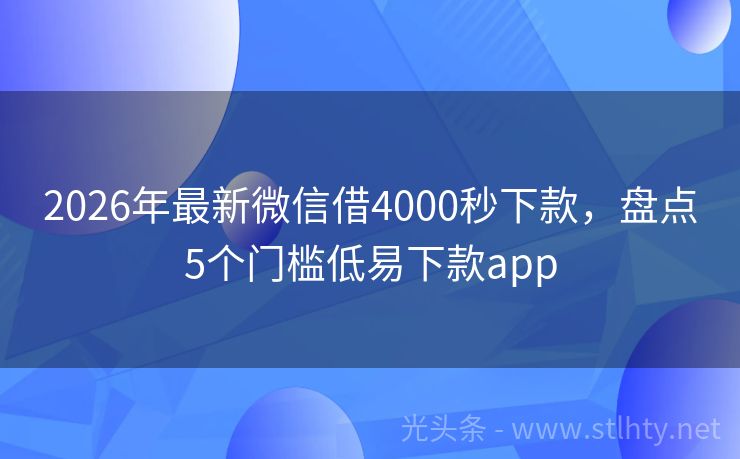 2026年最新微信借4000秒下款，盘点5个门槛低易下款app