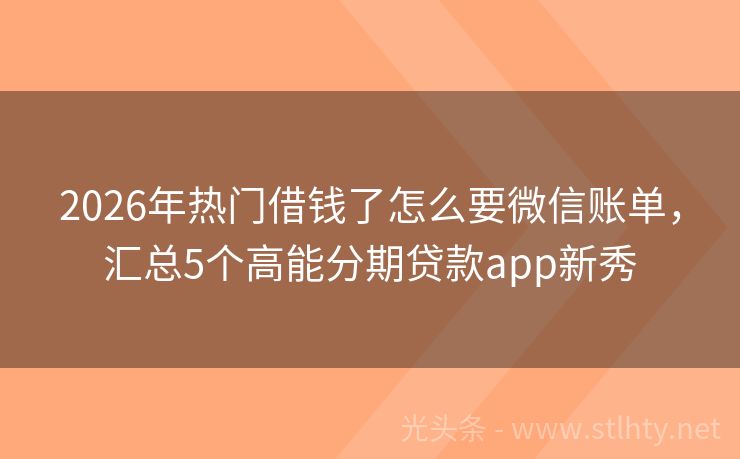 2026年热门借钱了怎么要微信账单，汇总5个高能分期贷款app新秀