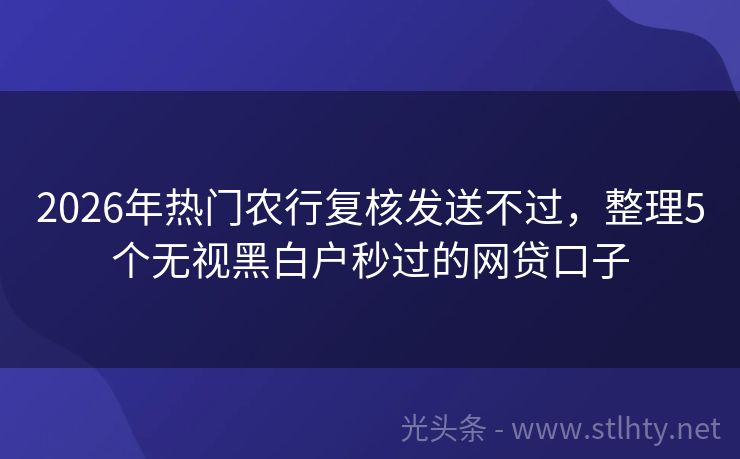 2026年热门农行复核发送不过，整理5个无视黑白户秒过的网贷口子