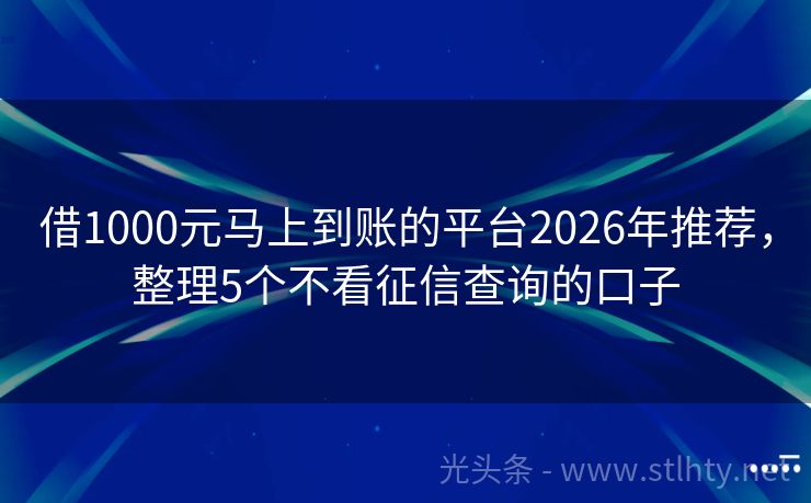 借1000元马上到账的平台2026年推荐，整理5个不看征信查询的口子