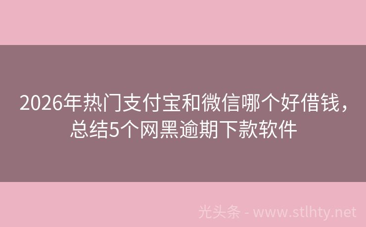 2026年热门支付宝和微信哪个好借钱，总结5个网黑逾期下款软件