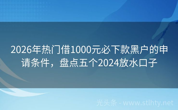 2026年热门借1000元必下款黑户的申请条件，盘点五个2024放水口子