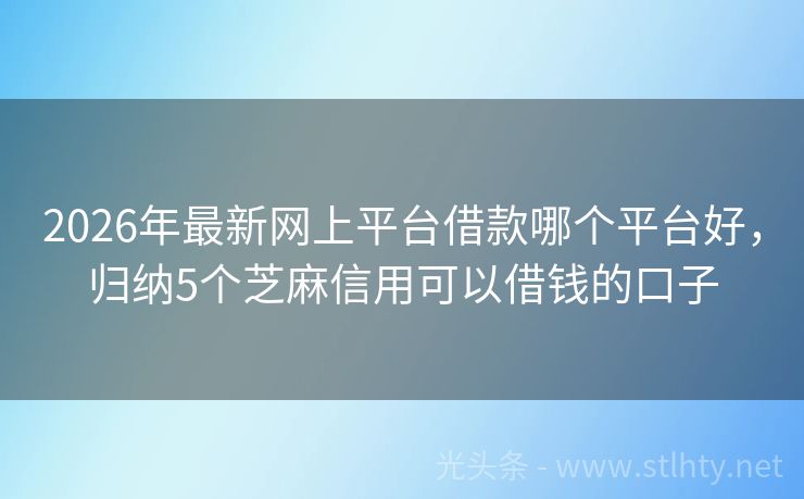 2026年最新网上平台借款哪个平台好，归纳5个芝麻信用可以借钱的口子