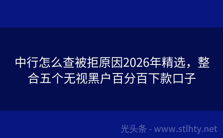 中行怎么查被拒原因2026年精选，整合五个无视黑户百分百下款口子