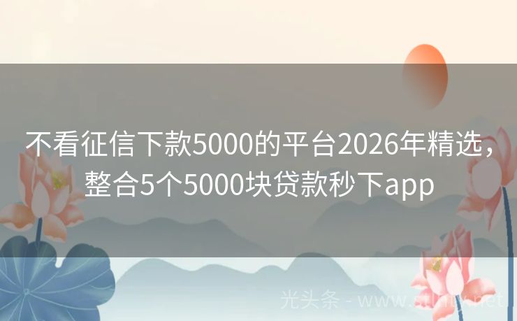 不看征信下款5000的平台2026年精选，整合5个5000块贷款秒下app