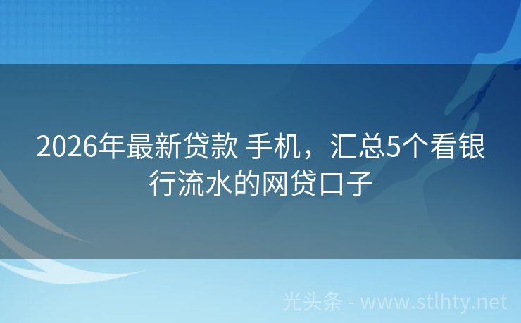 2026年最新贷款 手机，汇总5个看银行流水的网贷口子
