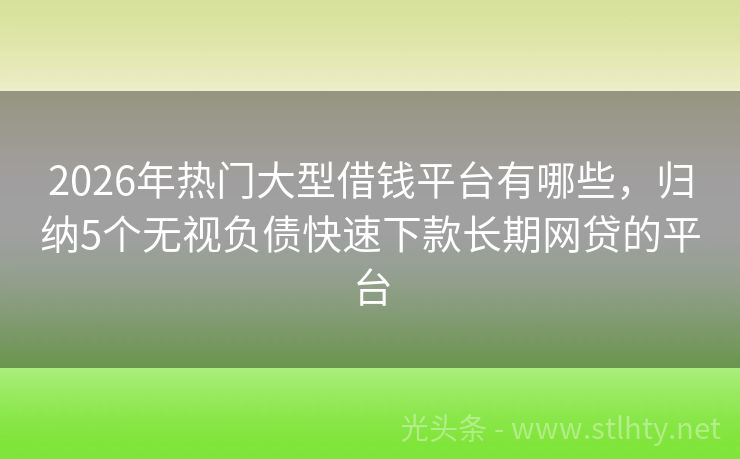 2026年热门大型借钱平台有哪些，归纳5个无视负债快速下款长期网贷的平台