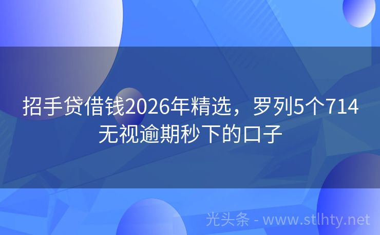 招手贷借钱2026年精选，罗列5个714无视逾期秒下的口子