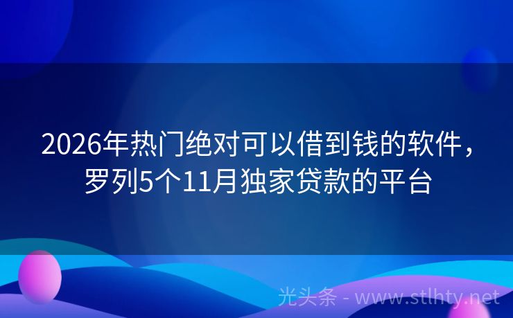 2026年热门绝对可以借到钱的软件，罗列5个11月独家贷款的平台