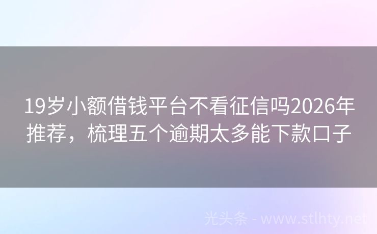 19岁小额借钱平台不看征信吗2026年推荐，梳理五个逾期太多能下款口子