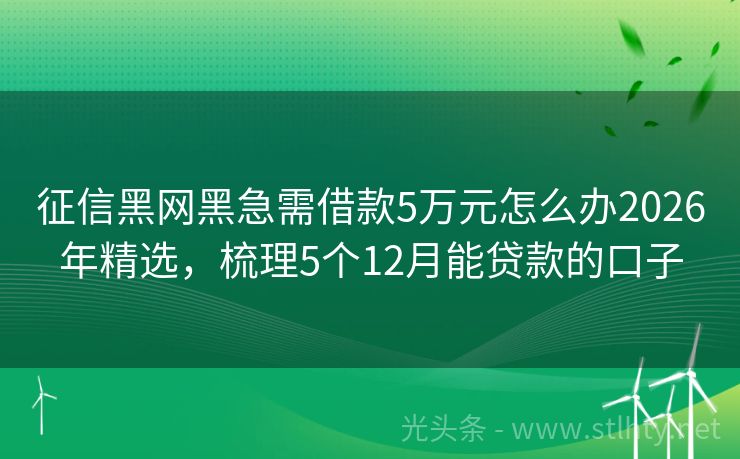 征信黑网黑急需借款5万元怎么办2026年精选，梳理5个12月能贷款的口子