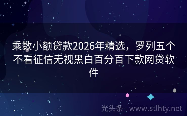 乘数小额贷款2026年精选，罗列五个不看征信无视黑白百分百下款网贷软件