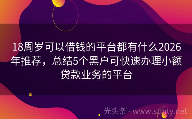 18周岁可以借钱的平台都有什么2026年推荐，总结5个黑户可快速办理小额贷款业务的平台