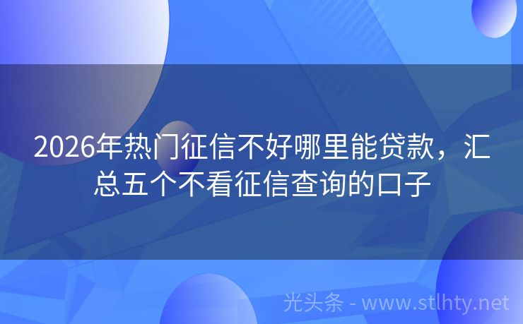2026年热门征信不好哪里能贷款，汇总五个不看征信查询的口子