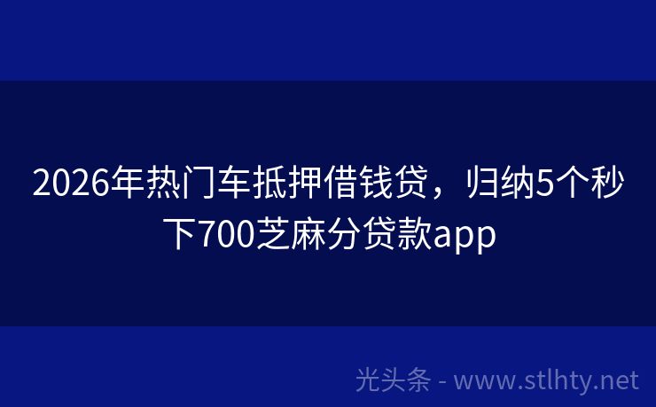 2026年热门车抵押借钱贷，归纳5个秒下700芝麻分贷款app