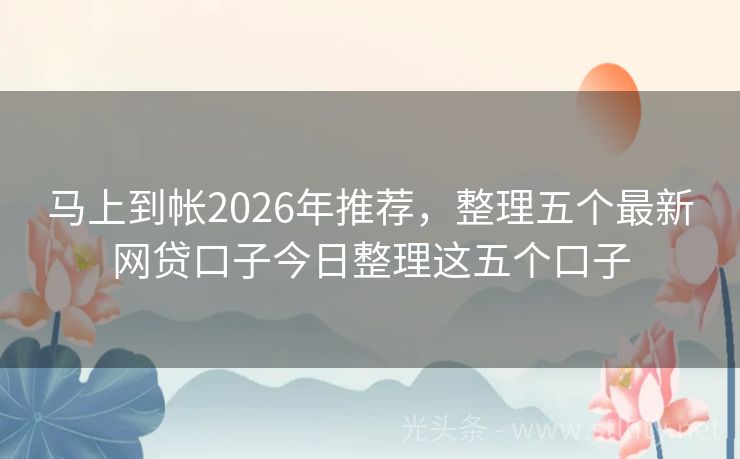马上到帐2026年推荐，整理五个最新网贷口子今日整理这五个口子